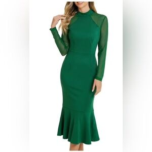 NWT Allegra K Mesh Mermaid Bodycon Dress – Green  – Size Large